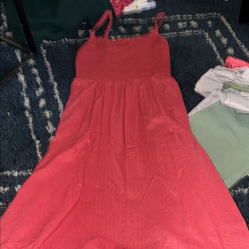 Old Navy Orange Pleated Sundress Sleeveless